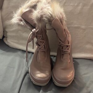 Sorel Pink Fur-Lined Winter Boots